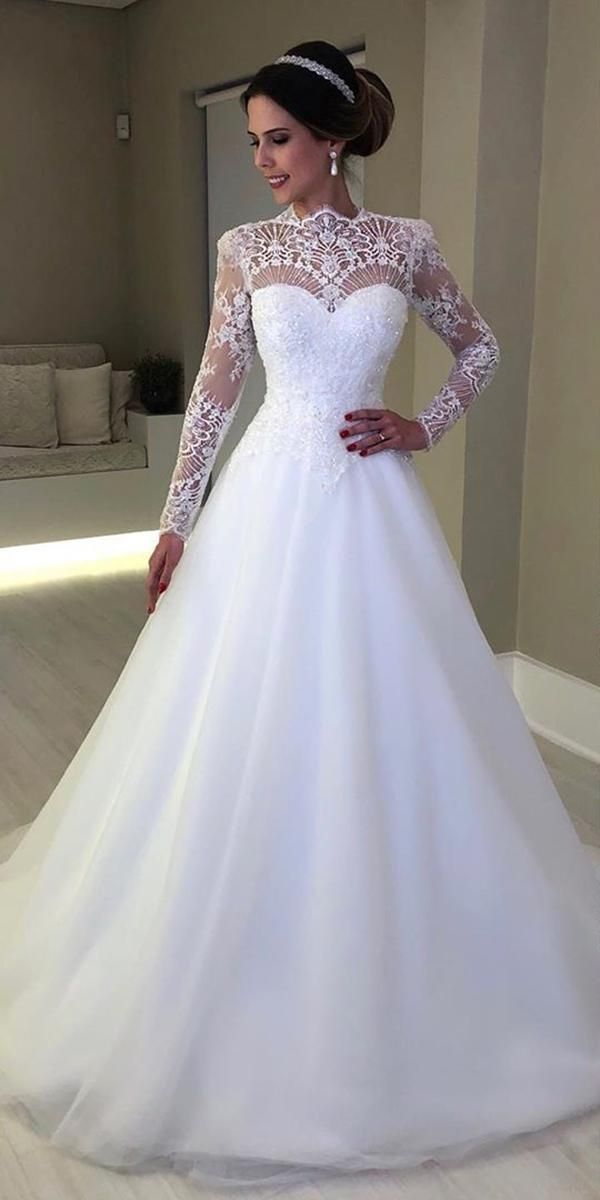 21 Illusion Long Sleeve Wedding Dresses You'll Like | Wedding Dresses Guide -   16 wedding Elegant neckline ideas