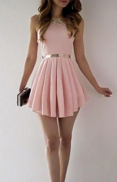 Simple A-Line Scoop Sleeveless Satin Pink Short Homecoming Dress With Pleats -   17 dress Skirt short ideas
