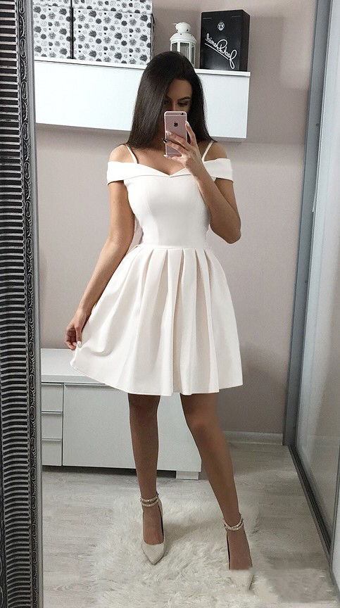 White Off Shoulder Short Prom Dress,Lovely Homecoming Dress -   17 dress Skirt short ideas