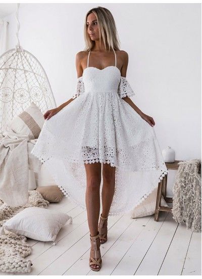 On Sale Beautiful High Low Party Dress, White Lace Party Dress, Party Dress White, Homecoming Dress Lace -   17 dress Skirt short ideas