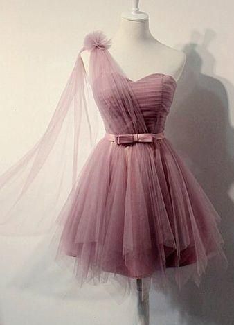 Charming A-line Bridesmaid Dress,Sweetheart Tulle Short Prom Dress,Bridesmaid Dress,Homecoming Dress With Belt -   17 dress Skirt short ideas