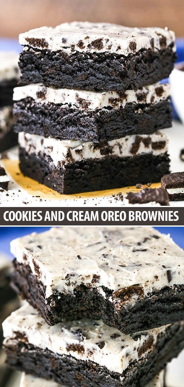Fudgy Cookies and Cream Brownies Recipe - Easy Oreo Brownies! -   18 desserts For Parties cookies ideas