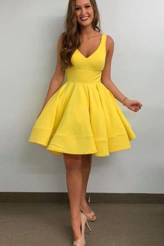 Yellow Homecoming Dress, Simple Homecoming Dress, Short Hoco Dress -   18 dress Cortos amarillo ideas