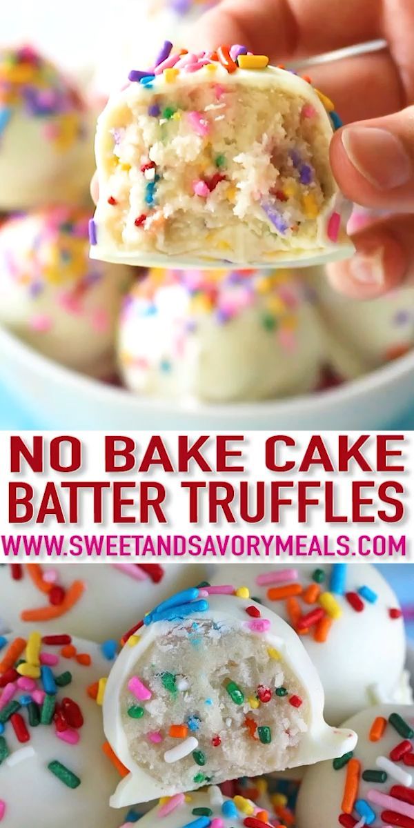 No Bake Cake Batter Truffles [Video] - Sweet and Savory Meals -   19 cake Cute snacks ideas