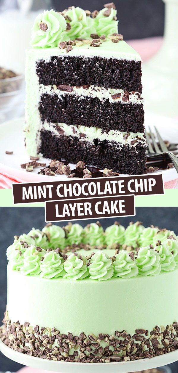 Mint Chocolate Chip Layer Cake | Mint Lover's Dream Dessert -   19 cake Cute snacks ideas