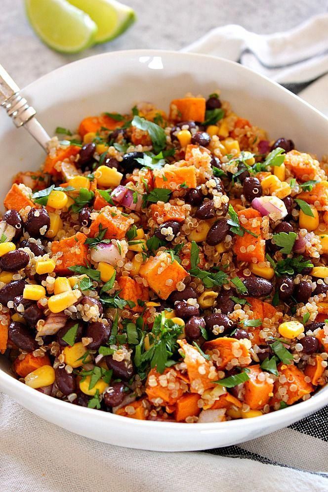 Roasted Sweet Potato Black Bean Quinoa Salad Recipe -   19 healthy recipes Sweet health ideas