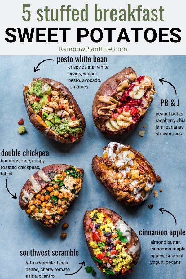 Stuffed Breakfast Sweet Potatoes: 5 Recipes!  — Rainbow Plant Life -   19 healthy recipes Sweet health ideas