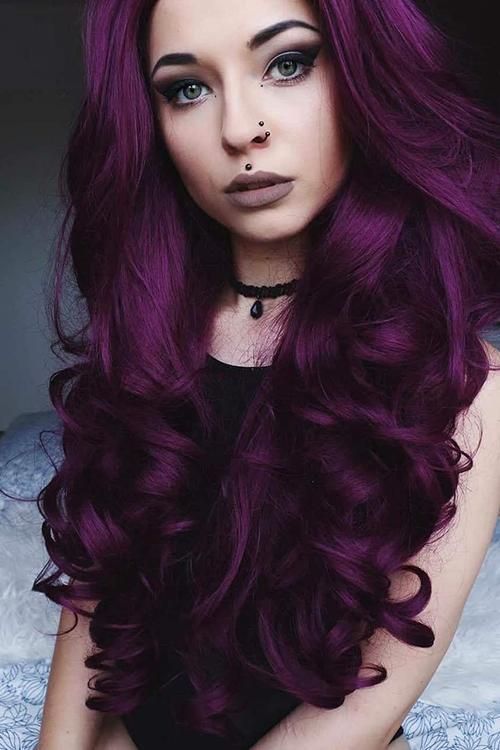 Purple Long Curly Wig -   9 hair Purple brown ideas