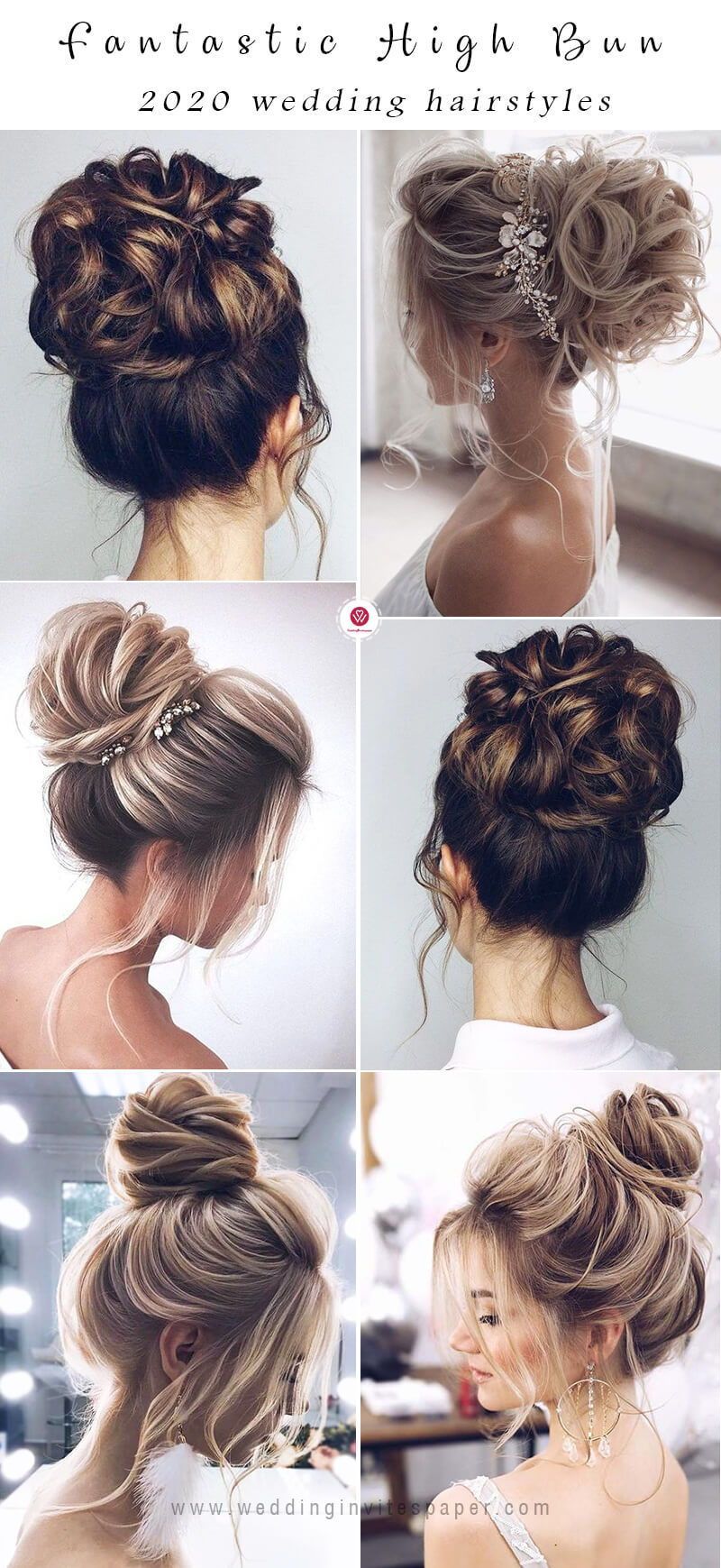 47 Romantic and Easy Updo Wedding Hairstyles for 2020 -   10 makeup Bridal messy buns ideas