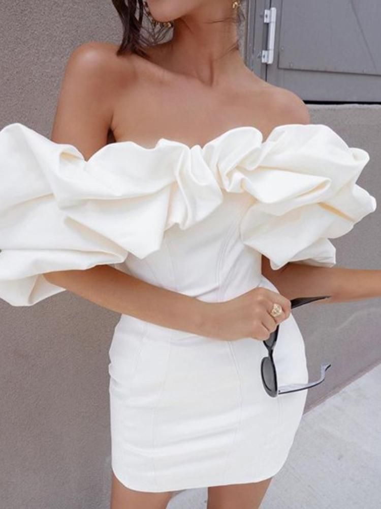 Women's Sexy Off-Shoulder Solid Color Slim Dress -   13 dress Cute classy ideas