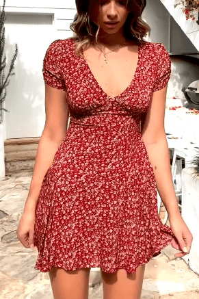 V-Neck Short-Sleeved Printed Slim Sweet Zip Dress ( Video ) -   13 dress Cute classy ideas