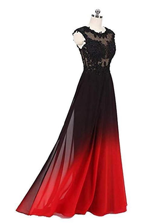 Black and Red Sleeveless Ombre Prom Dresses, A Line Lace Appliques Party STL16271 -   15 dress For Teens black ideas