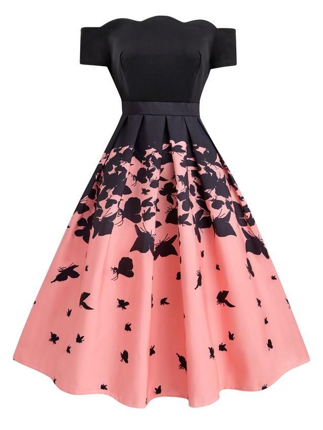Black 1950s Butterfly Swing Dress -   15 dress For Teens black ideas
