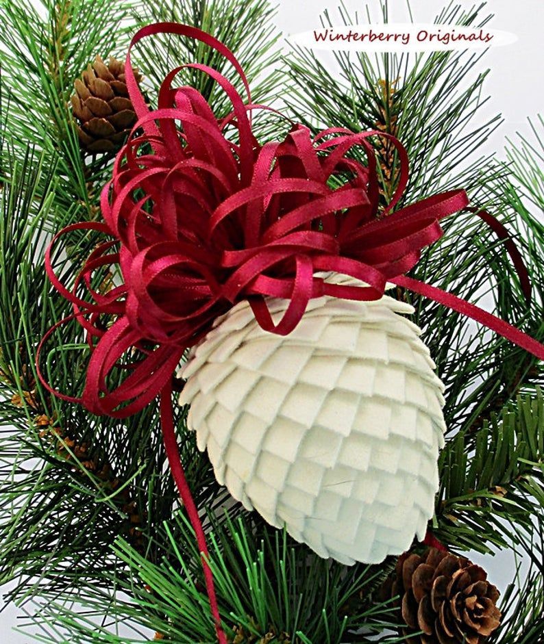 Tutorial:  How to Make Fabric and Ribbon Pinecone Ornaments, PDF File, Christmas Ornaments, Stocking Stuffers, Instant Download -   16 fabric crafts Christmas link ideas