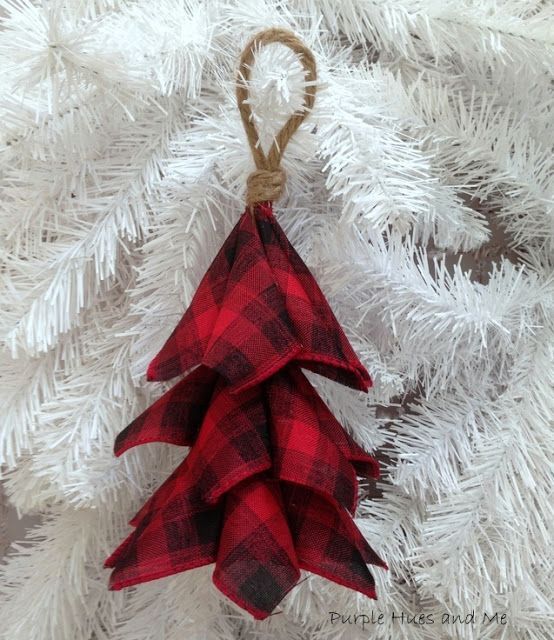 Buffalo Plaid Ribbon Tree Ornament DIY -   16 fabric crafts Christmas link ideas