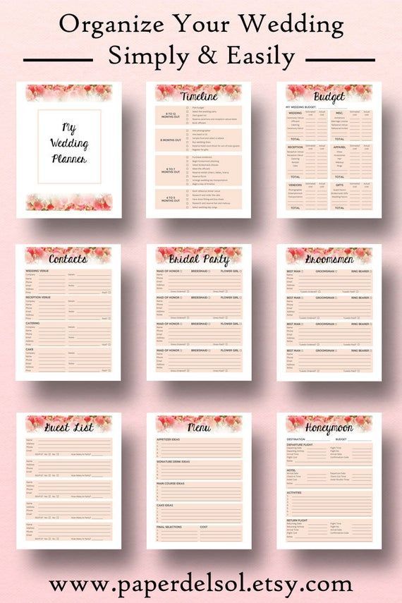 Wedding Planner Printable, Wedding Planner Book Printable, Planning Binder Printables, Planning Checklist, Book Letter Size Instant Download -   16 wedding Planner printables ideas