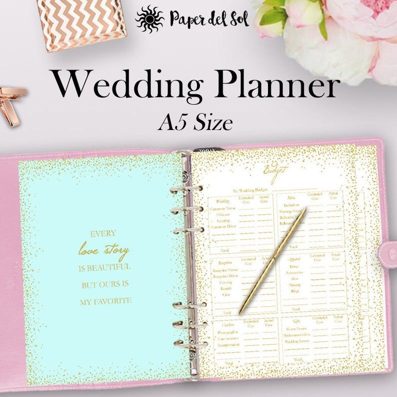 Wedding Planner Book Printable, A5 Wedding Planner Binder, Filofax Wedding Planning Book Printable A -   16 wedding Planner printables ideas