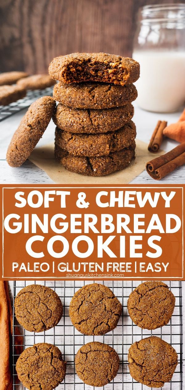 Chewy and Soft Gingerbread Cookies (Paleo) - Shuangy's Kitchensink -   17 holiday Cookies healthy ideas