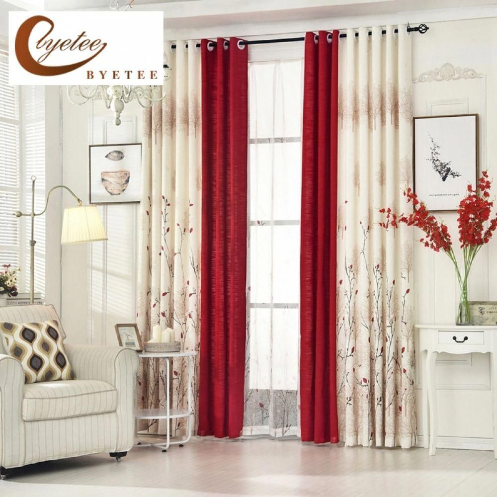 [byetee] Pastoral Linen Curtains For Living Room Bedroom Curtains Drapes Custom Red Semi Light Window Curtains Fabrics Cortinas -   17 room decor For Women curtains ideas