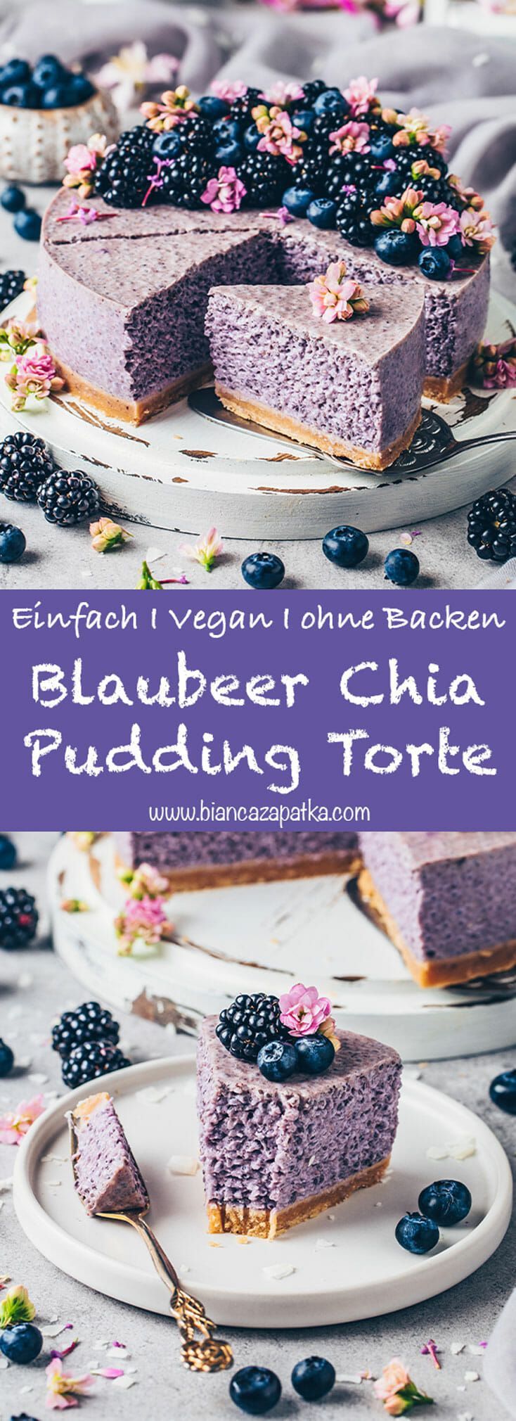 Blaubeer-Chia-Pudding Torte ohne Backen - Bianca Zapatka | Rezepte -   19 desserts Rezepte heidelbeeren ideas