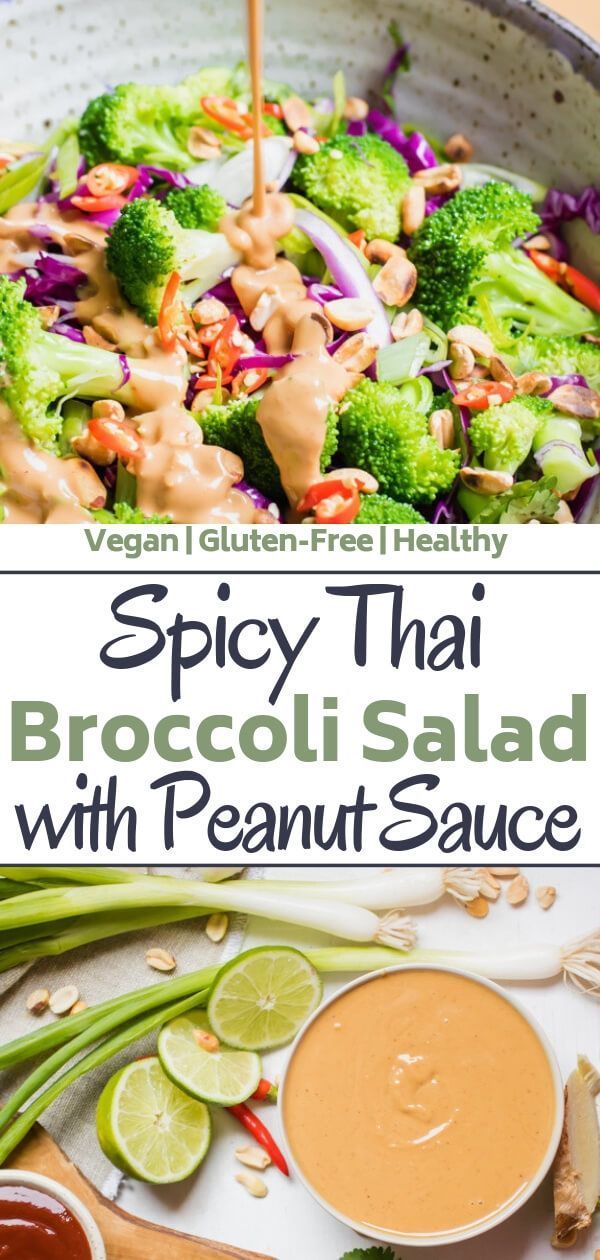 Spicy Thai Broccoli Salad with Peanut Dressing -   19 healthy recipes Asian peanut butter ideas