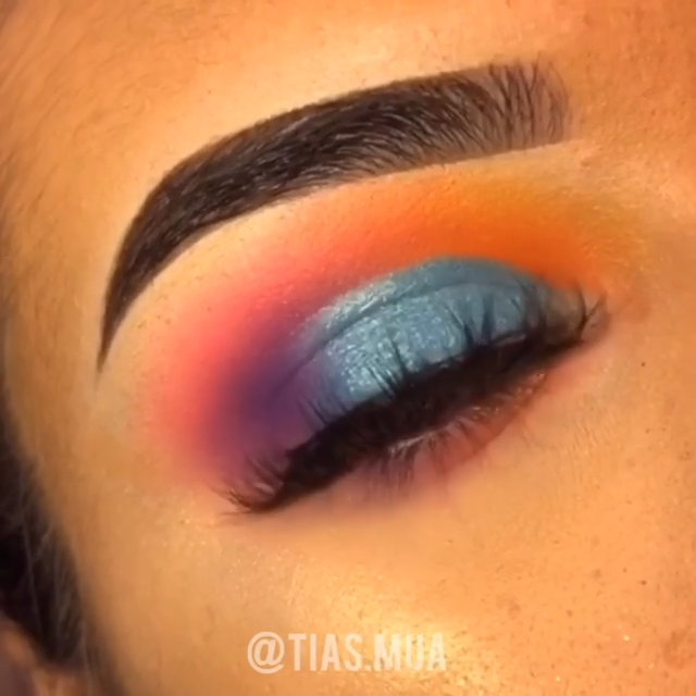 Bright Rainbow Eyeshadow | Blue Shimmer Cut Crease | Tutorial -   20 makeup Eyeshadow videos ideas