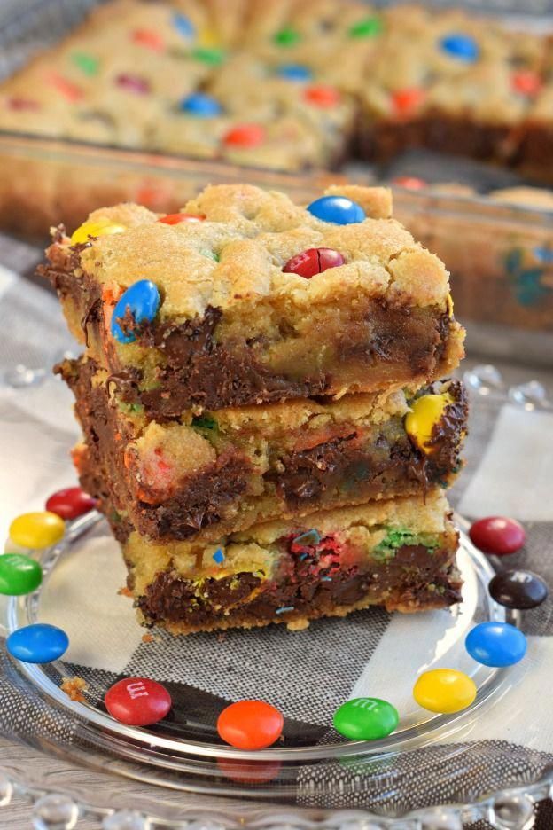 Thick and Chewy M&M's Chocolate Chip Cookie Bars Recipe -   20 quick desserts Bars ideas