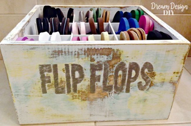 How to Make a Flip Flop Bin for Storage and Organization -   11 DIY Clothes Organizer flip flops ideas