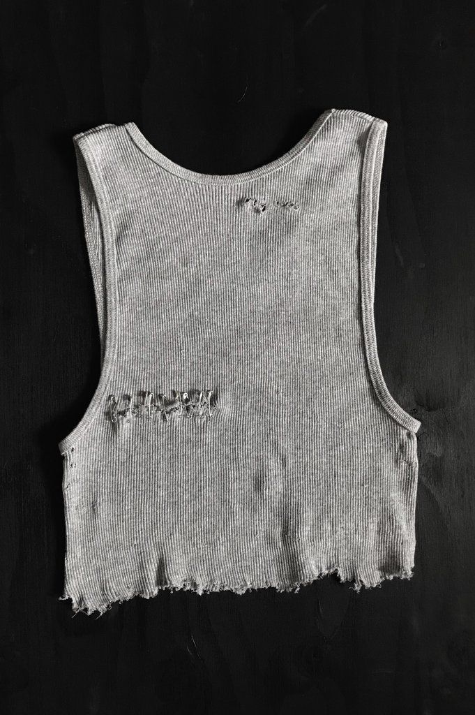 Punk Rock Lies Cutoff Pinned & Distressed Crop Tank 024 - Gray -   11 DIY Clothes Punk grunge ideas