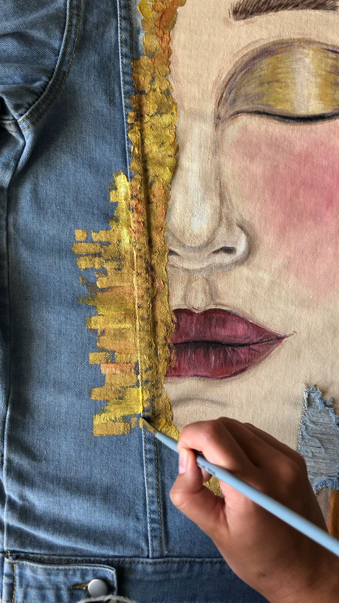 Hand painted custom denim jacket Gustav Klimt Golden tears | Etsy -   12 DIY Clothes Tumblr back to school ideas