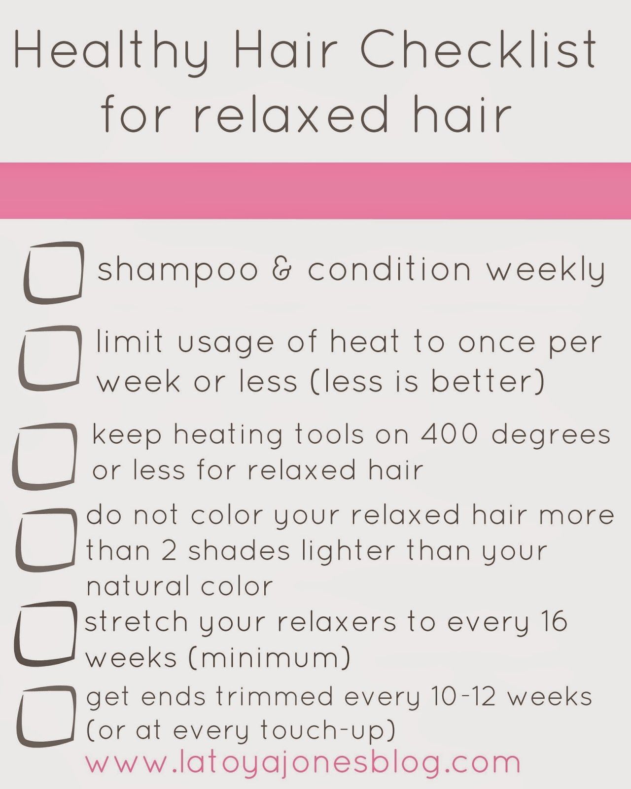 Healthy Hair Checklist (for relaxed hair),LaToya Jones blog is a professional hairstylist's t... -   13 professional hair Tips ideas