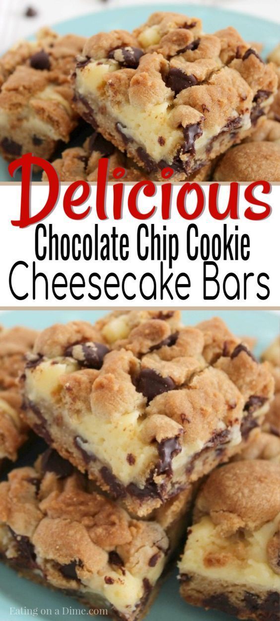Chocolate Chip Cookie Cheesecake Bars - Easy Dessert Idea -   14 desserts Bars restaurant ideas