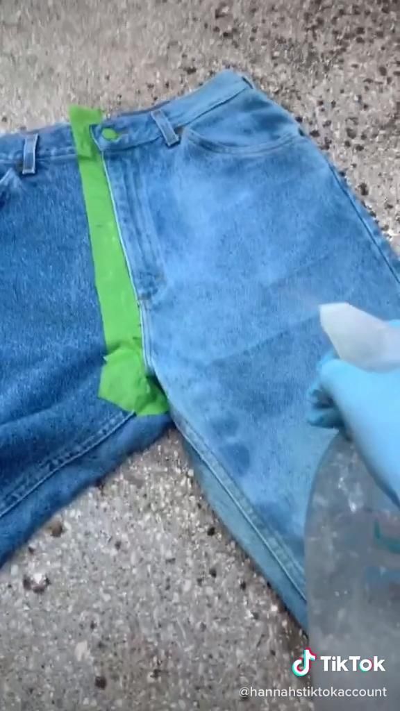 Bleaching half of jeans рџ‘– -   14 DIY Clothes Denim shoes ideas