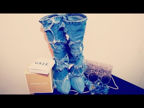 DIY DENIM BOOTS - DIY JEAN BOOTS -   14 DIY Clothes Denim shoes ideas