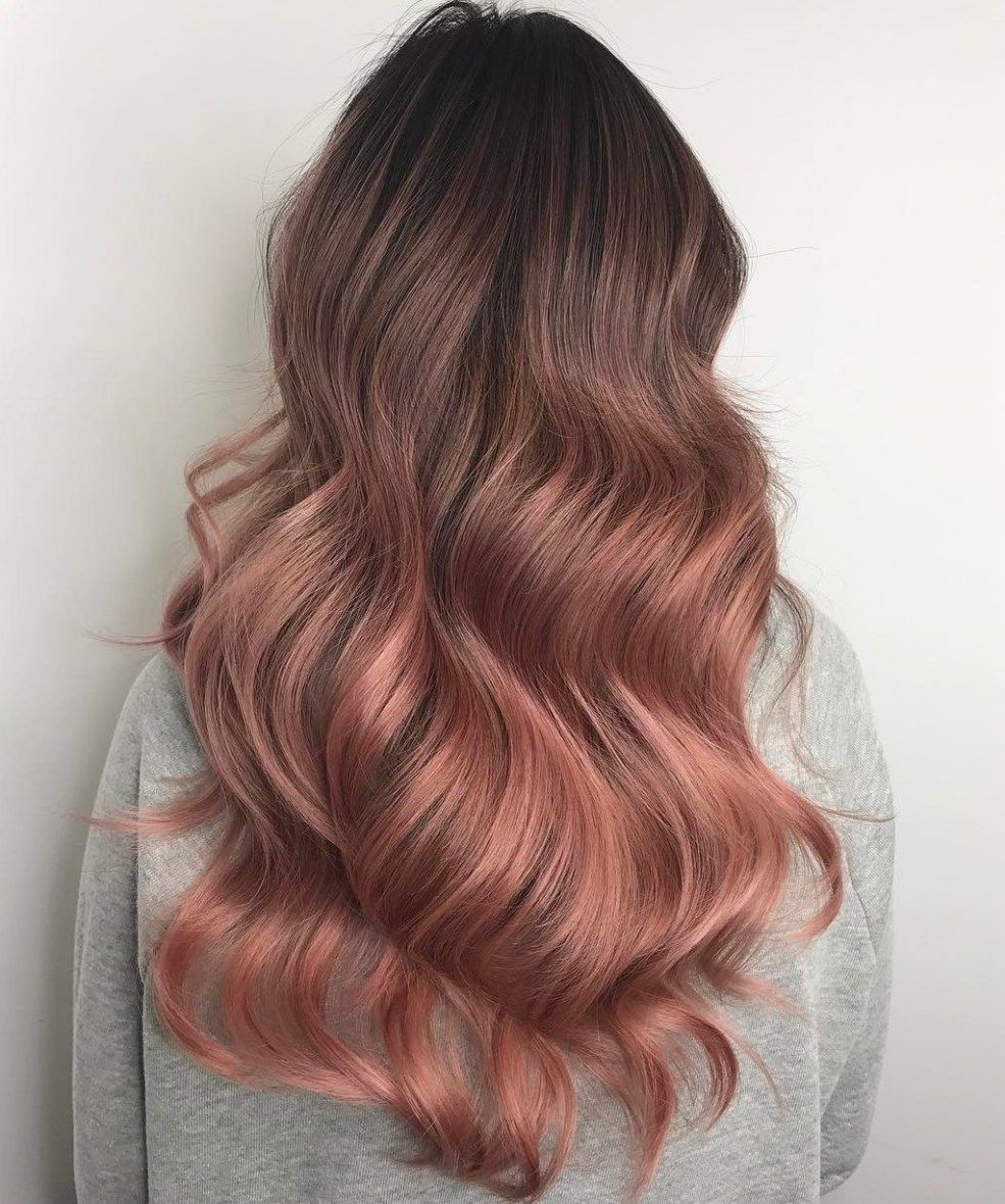 20 Gorgeous Examples of Rose Gold Balayage -   14 golden pink hair Rose Gold ideas