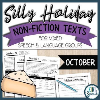 No Prep Silly Holiday Texts for Speech Therapy Mixed Groups - October -   14 holiday Text words ideas