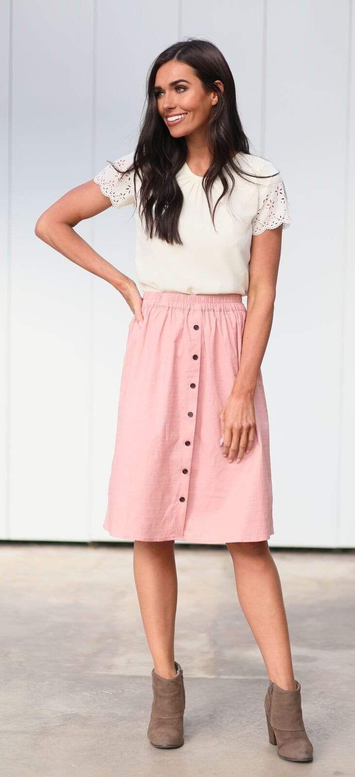 Front Button Skirt (Pink) -   15 dress Skirt offices ideas