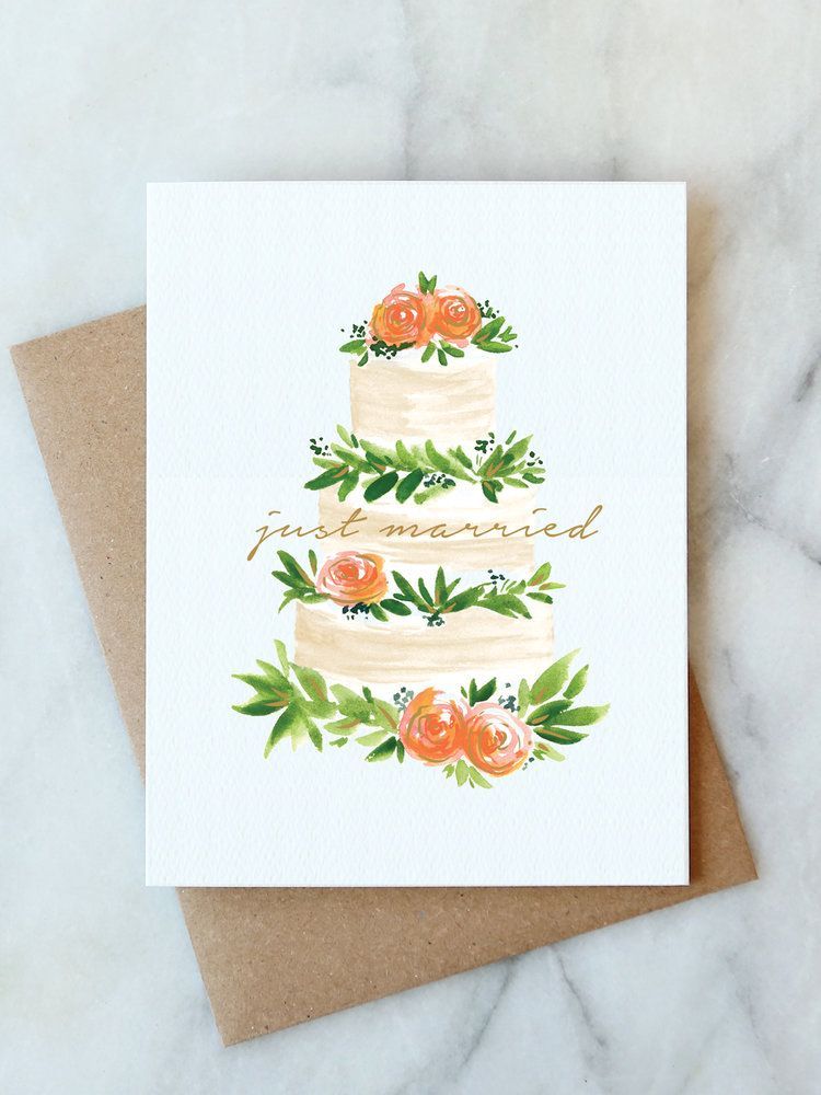 Just Married Cake Card — Abigail Jayne design -   15 wedding Card watercolor ideas