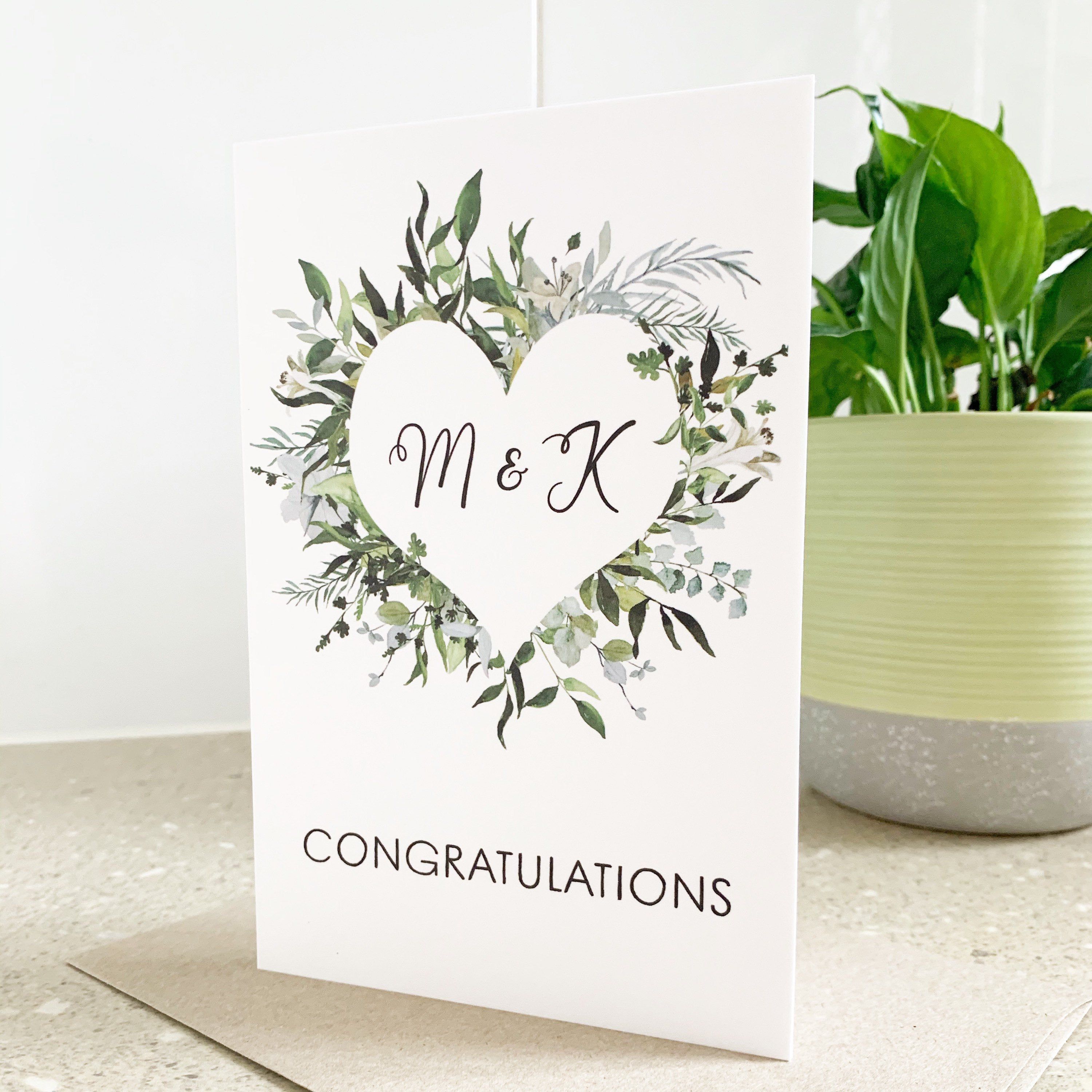 Monogram Wedding Card, Personalised Wedding Card, Wedding Congratulations Card, Engagement Congratulations Card, Engagement Card, Initials -   15 wedding Card watercolor ideas