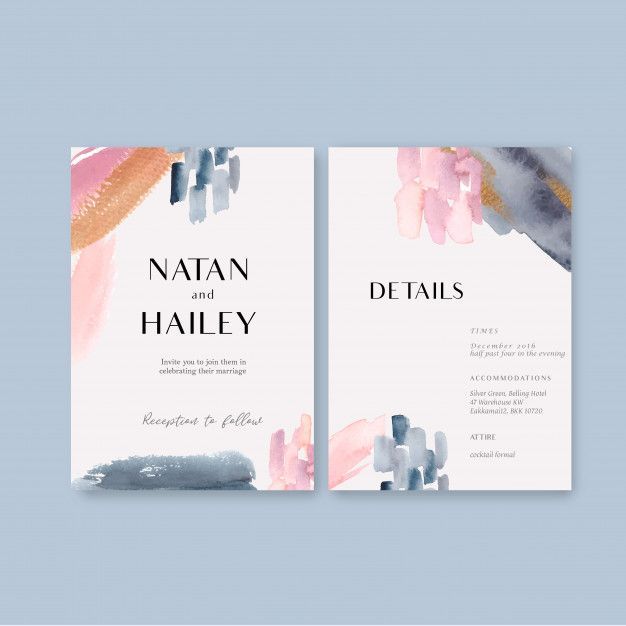 Download Watercolor Wedding Card Template With Brushstrokes for free -   15 wedding Card watercolor ideas