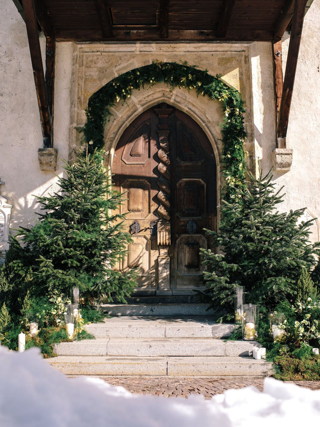 Wedding flowers church decor winter fir trees portal -   15 winter wedding Church ideas