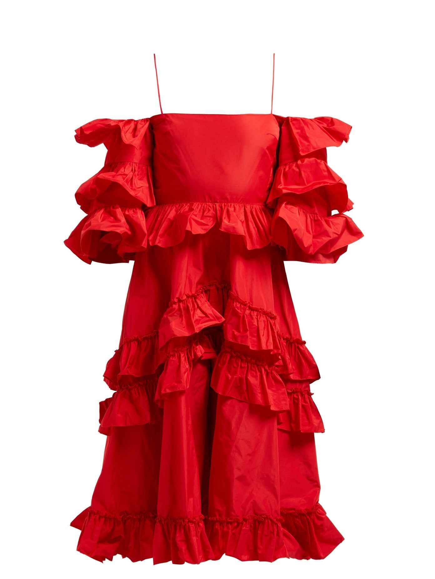 Tiered ruffle off-the-shoulder midi dress | Alexachung | MATCHESFASHION US -   16 dress Designs ruffles ideas