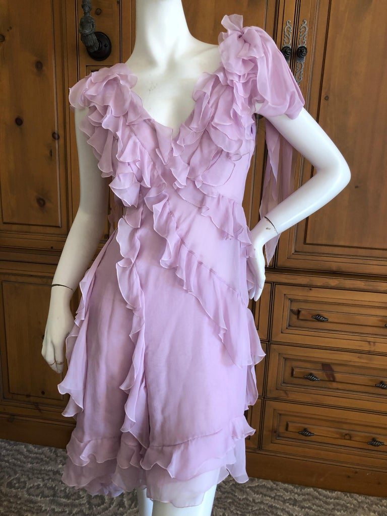 Versace Sweet Silk Chiffon Pink Ruffled Cocktail Dress from Spring 2004 -   16 dress Designs ruffles ideas