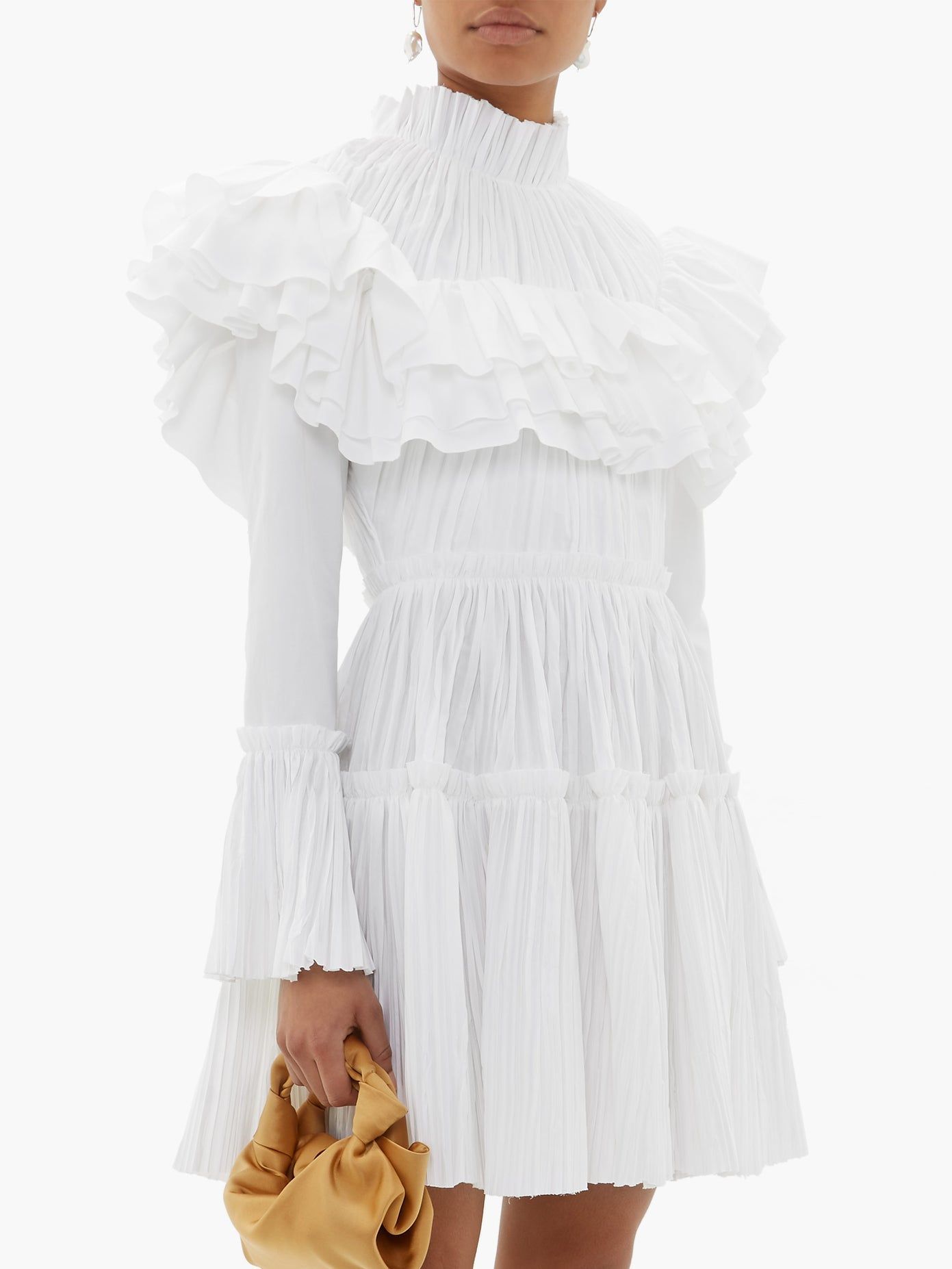Ruffled high-neck cotton-pliss? dress | Khaite | MATCHESFASHION US -   16 dress Designs ruffles ideas