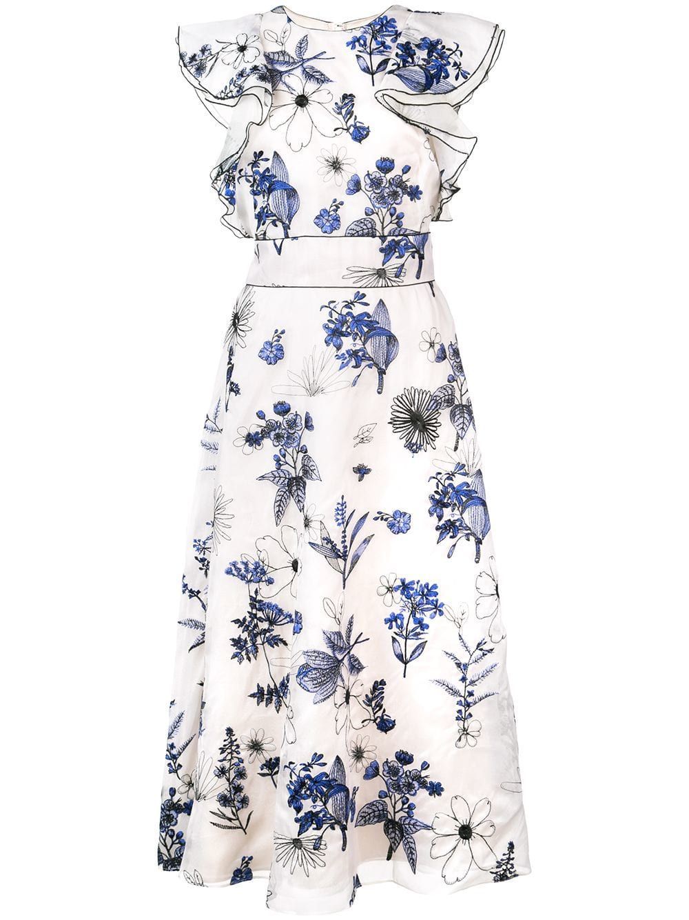 Lela Rose Floral Print Ruffle Dress - Farfetch -   16 dress Designs ruffles ideas