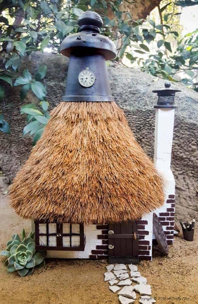 A Lamp Shade Recycle and How to Thatch a Fairy Roof | A Crafty Mix -   16 garden design Roof fairy houses ideas