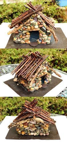 DIY Pebble Fairy House Tutorial | Sewing Bee Fabrics -   16 garden design Roof fairy houses ideas