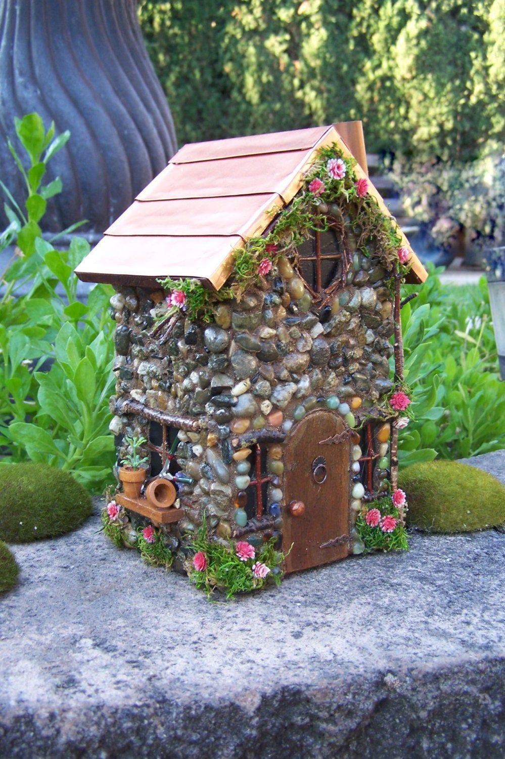 Fairy Garden House with Copper Roof/ Fairy Cottage/ The Garden Fairy House -   16 garden design Roof fairy houses ideas