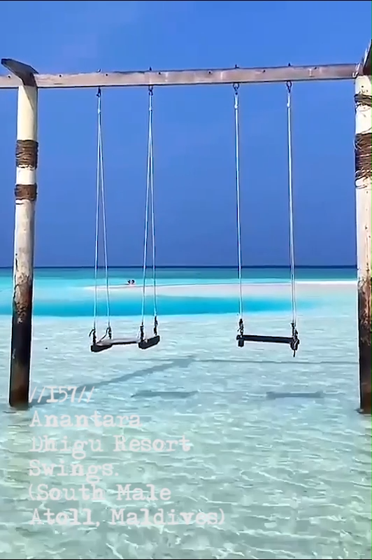 //157// Anantara Dhigu Resort Swings. (South Male Atoll, Maldives) -   16 travel destinations Tropical summer ideas