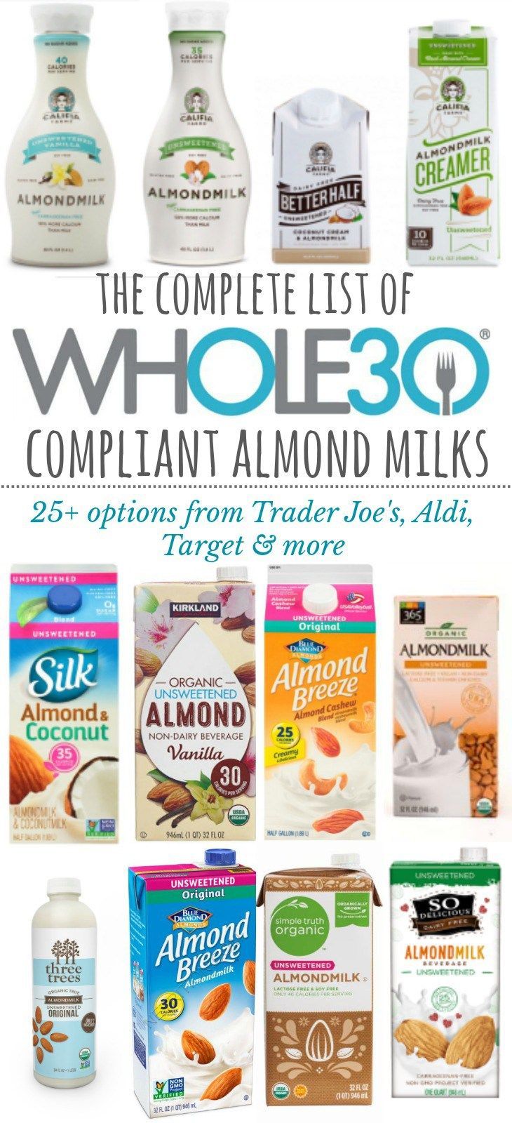 Whole30 Compliant Almond Milk Brands: The Complete List For 2018 - Whole Kitchen Sink -   17 diet Clean Eating almond milk ideas